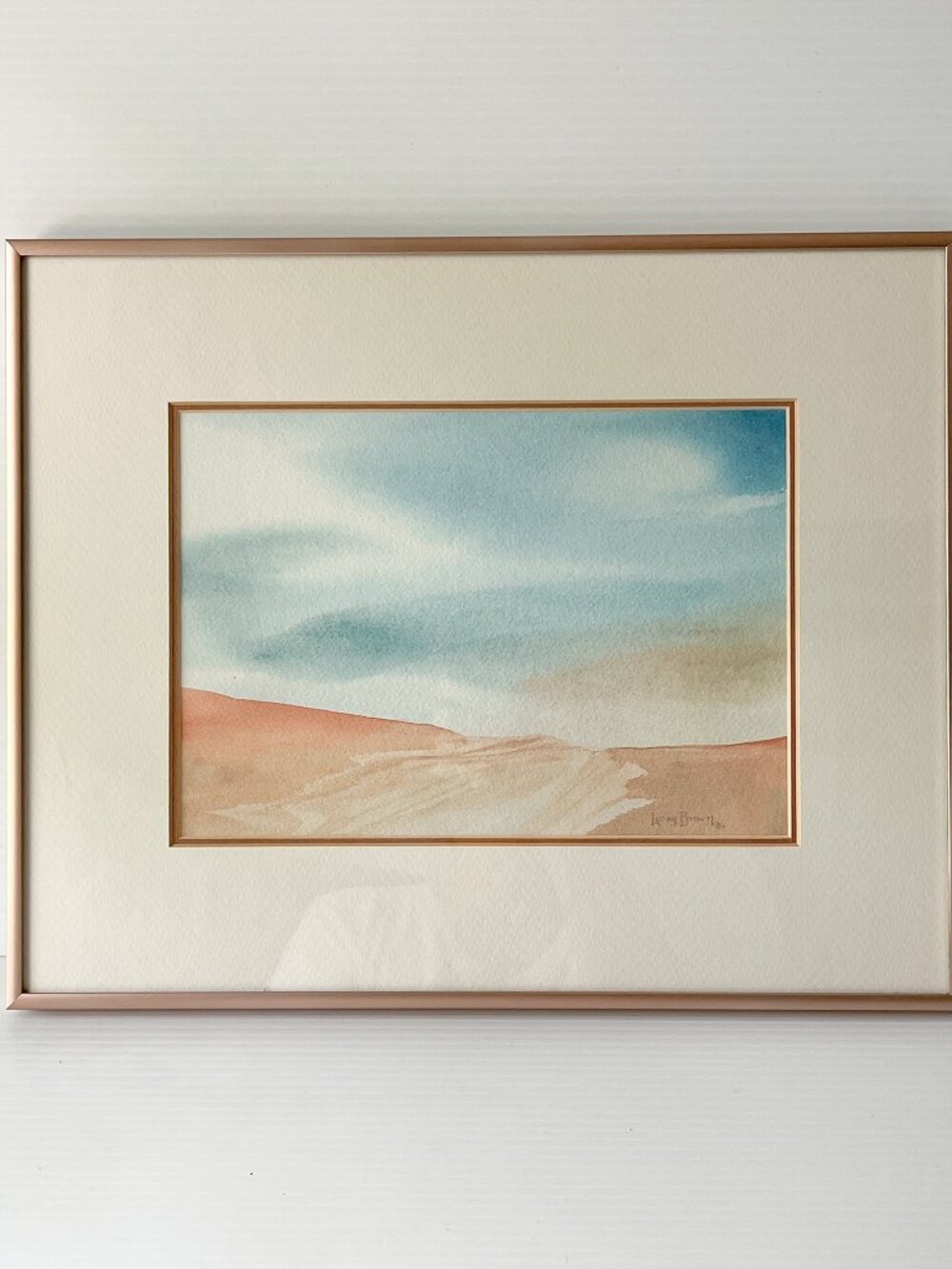 Vintage Leona Brown Signed Original Watercolor Painting Prairie Landscape